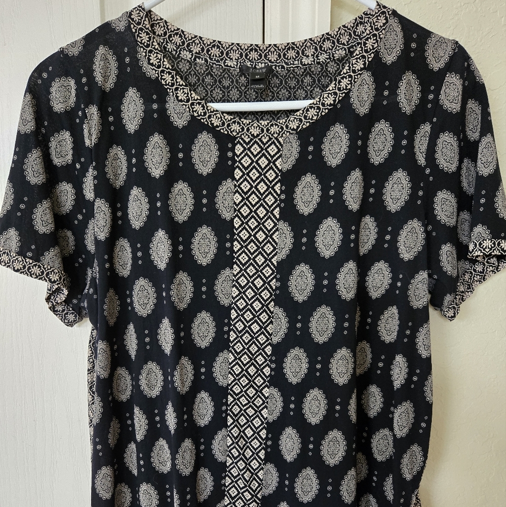 J. Crew Black and Cream Patterned Blouse - Picture 2 of 6